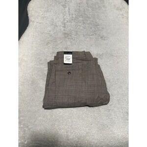 Bill Blass Men's Black Glen Plaid Wool Dress Pants Size 36x32 Cuffed Pleated